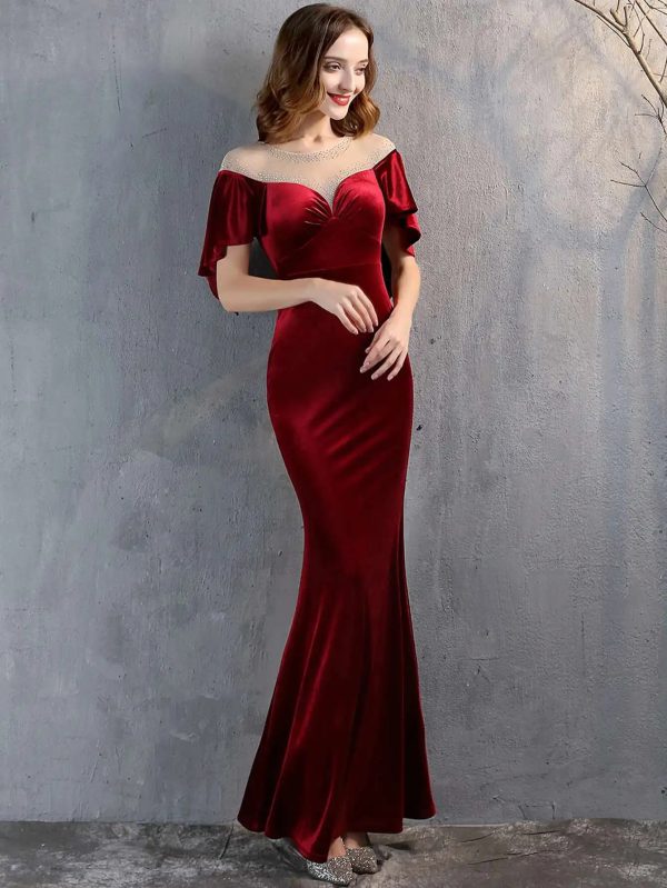 Luxury Velvet See Through Mesh Maxi Long Dresses - Image 13