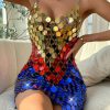 Metal Sequin Fashion Luxury See Through Mini Dress - Image 4