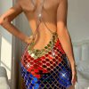 Metal Sequin Fashion Luxury See Through Mini Dress - Image 3