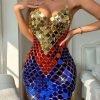 Metal Sequin Fashion Luxury See Through Mini Dress - Image 5