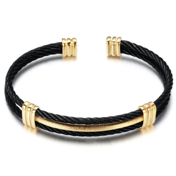 Open Cuff Gold Color Wire Stainless Steel With Hip Hop Knot Unisex Bracelet - Image 6