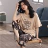 Pajama Set Plus Size Summer Student Thin Short Sleeve Seven Pants Round Neck Sleepwear