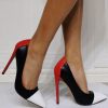 Patchwork Fashion PU Leather High Heels Pointed Toe Stiletto Heel Pumps - Image 2