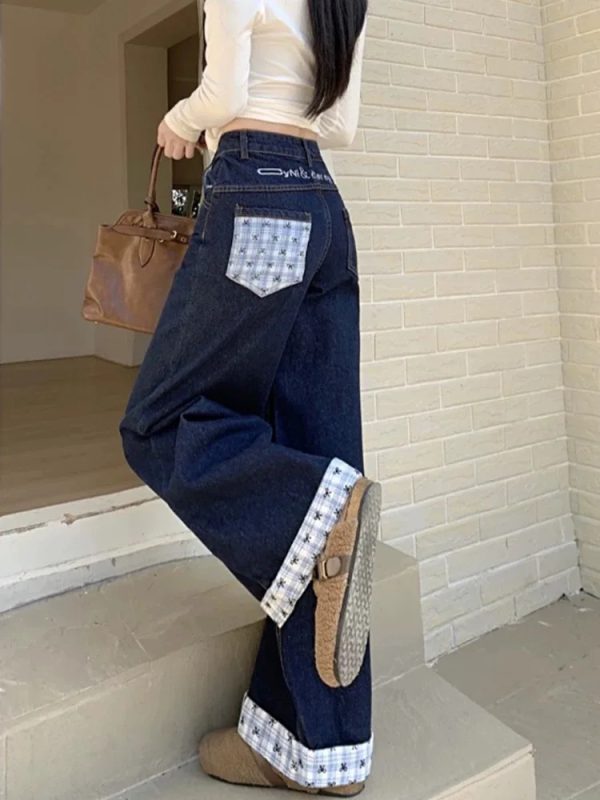 Plaid Patchwork Vintage Casual Sweet Bow Print Pants - Image 2