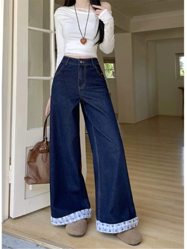 Plaid Patchwork Vintage Casual Sweet Bow Print Pants - Image 3