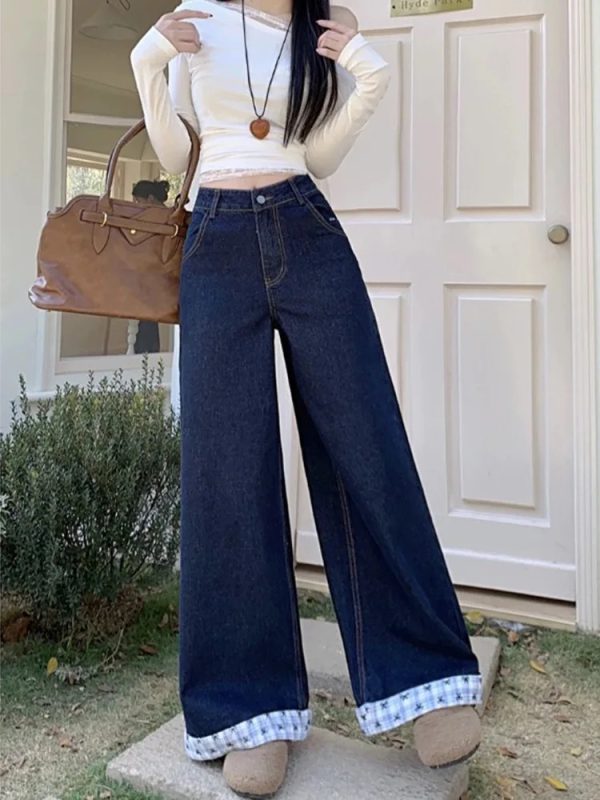 Plaid Patchwork Vintage Casual Sweet Bow Print Pants - Image 4