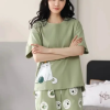 Casual Plus Size Pajama Set Summer Thin Short Sleeve Seven Pants Round Neck Homewear - Image 4