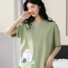 Casual Plus Size Pajama Set Summer Thin Short Sleeve Seven Pants Round Neck Homewear