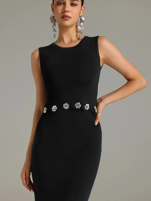 Luxury Flower Fashion O-neck Short Top Long Slim Skirt Set