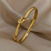 Simple Thin Stainless Steel Knotted Cuff Waterproof Stackable Unisex Bracelets
