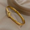 Simple Thin Stainless Steel Knotted Cuff Waterproof Stackable Unisex Bracelets - Image 3