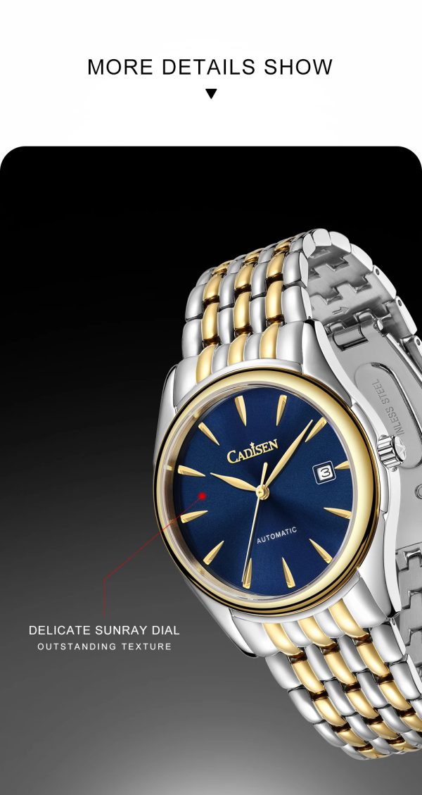 Stainless Steel AR Sapphire Elegant Automatic Machinery Watches - Image 4