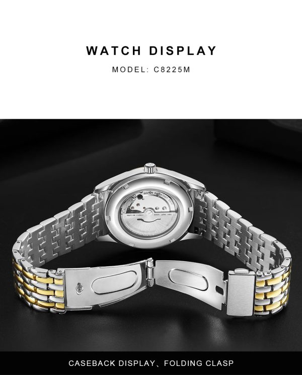 Stainless Steel AR Sapphire Elegant Automatic Machinery Watches - Image 6