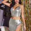 Stylish Metal Sequin Printing Mini Dress Sets - Image 3