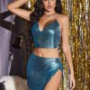 Stylish Metal Sequin Printing Mini Dress Sets - Image 15