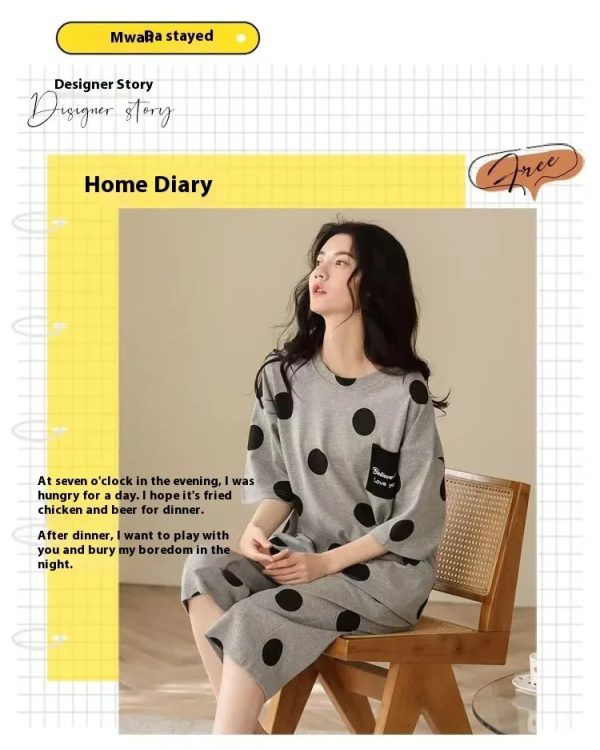Summer Sleepwear Plus Size Student Pajama Set Thin Short Sleeve Seven Pants Design