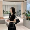 Vintage Hepburn Style Knitted  Short Sleeve Elegant Round Neck Dress - Image 3