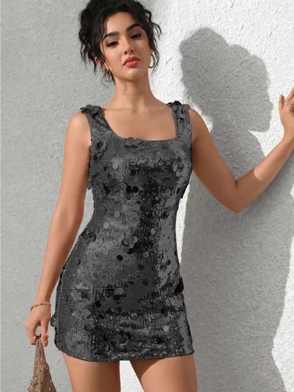 Backless Sequin Fashion Elegant Bodycon Mini Party Dresses