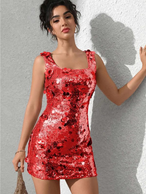 Backless Sequin Fashion Elegant Bodycon Mini Party Dresses - Image 14