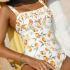Casual Fruit Print Tummy Control One Piece Swimsuit