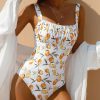 Casual Fruit Print Tummy Control One Piece Swimsuit - Image 2