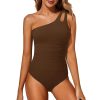 Casual Tummy Control One Shoulder One Piece Swimsuit - Image 7