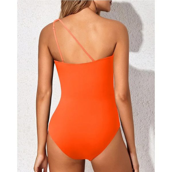 Casual Tummy Control One Shoulder One Piece Swimsuit - Image 8