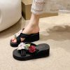 Elegant Embroidered Flower Flip Flops Slip Resistant Thick Soled Sandals - Image 13