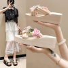 Elegant Embroidered Flower Flip Flops Slip Resistant Thick Soled Sandals - Image 2
