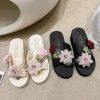 Elegant Embroidered Flower Flip Flops Slip Resistant Thick Soled Sandals - Image 20