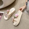 Elegant Embroidered Flower Flip Flops Slip Resistant Thick Soled Sandals - Image 6