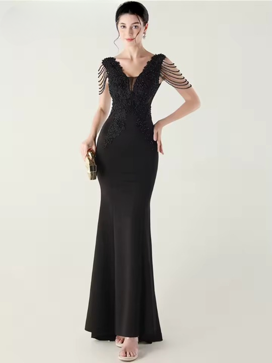 Luxury Lace Rhinestone Backless Evening Long Dresses - Image 4