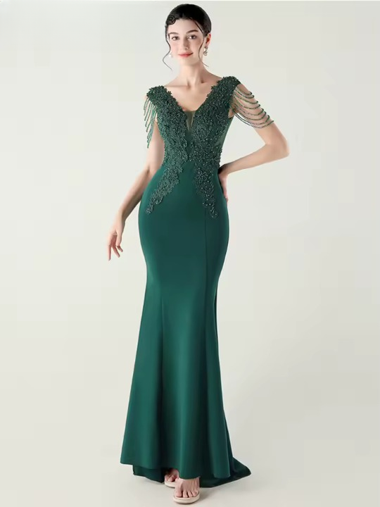 Luxury Lace Rhinestone Backless Evening Long Dresses - Image 6