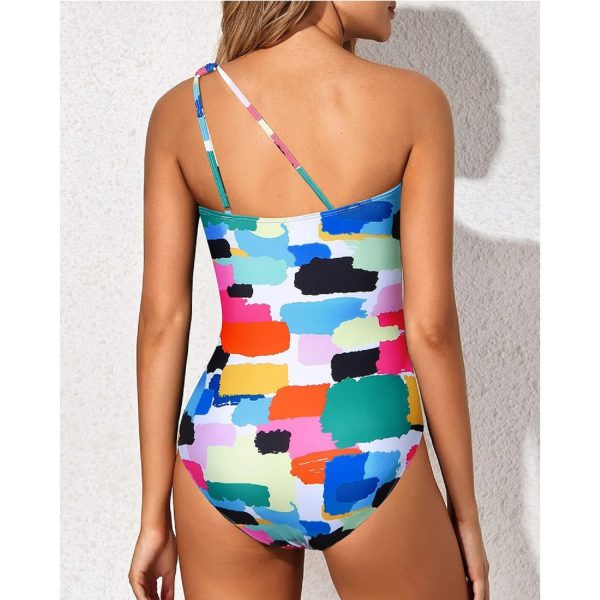 One Shoulder Fashion Casual Tummy Control One Piece Swimsuit - Image 2