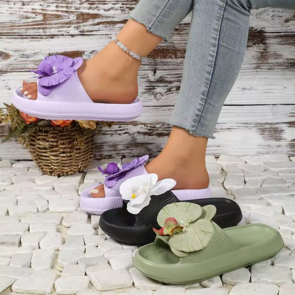 Phalaenopsis Flower Versatile Comfort Soft Flat Thick Sole Slippers - Image 2