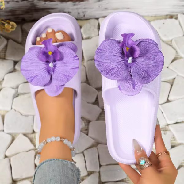 Phalaenopsis Flower Versatile Comfort Soft Flat Thick Sole Slippers - Image 3