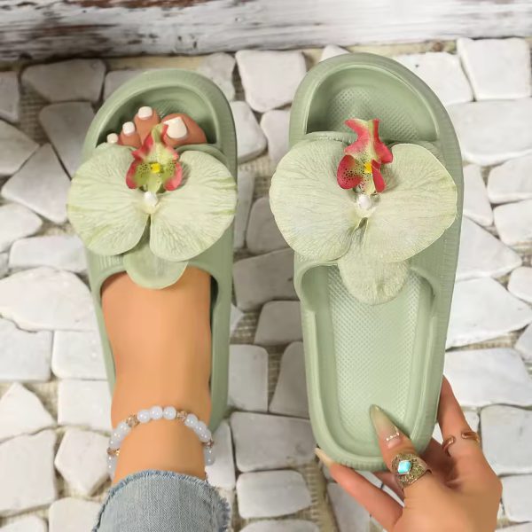 Phalaenopsis Flower Versatile Comfort Soft Flat Thick Sole Slippers - Image 4