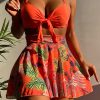 Plant Print Fashion Halter Bikini Push Up Swimsuit - Image 4