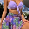 Plant Print Fashion Halter Bikini Push Up Swimsuit - Image 5