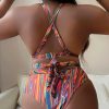Push Up Bikini Printed High Waist Bathers Swim Suit - Image 3