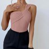 Rib One Shoulder Fashion Cut-out One Piece Swimming Suit
