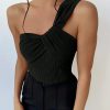 Rib One Shoulder Fashion Cut-out One Piece Swimming Suit - Image 13