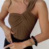 Rib One Shoulder Fashion Cut-out One Piece Swimming Suit - Image 15