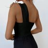 Rib One Shoulder Fashion Cut-out One Piece Swimming Suit - Image 2