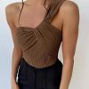Rib One Shoulder Fashion Cut-out One Piece Swimming Suit - Image 8