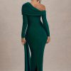 Skew Collar Long Sleeve Fashion Elegant Backless Draped Ruched Bodycon Club Long Dress - Image 18