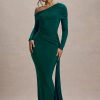 Skew Collar Long Sleeve Fashion Elegant Backless Draped Ruched Bodycon Club Long Dress - Image 16