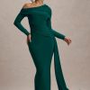 Skew Collar Long Sleeve Fashion Elegant Backless Draped Ruched Bodycon Club Long Dress - Image 17