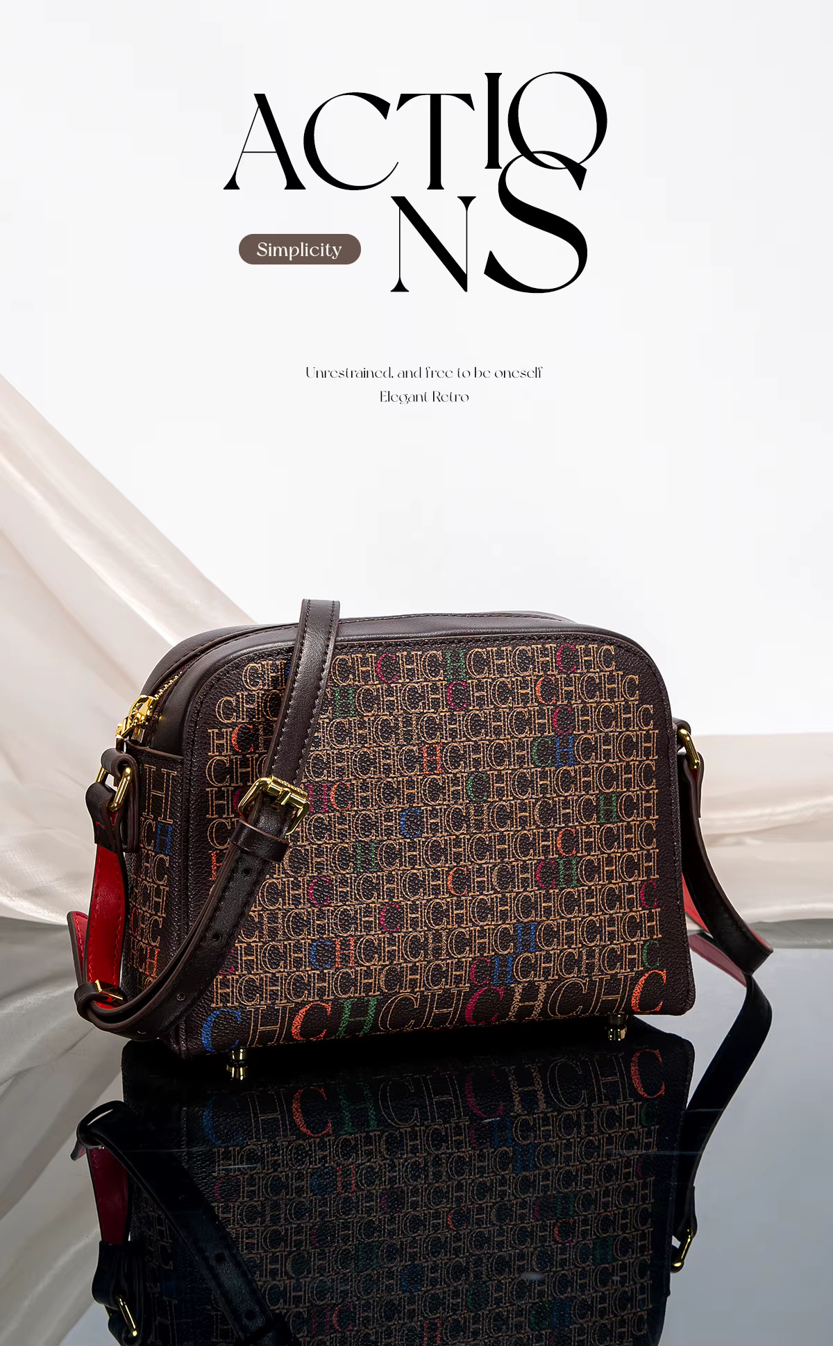 Floral Letters Printed Lock Design High Quality PU Material Designer Shoulder Bag