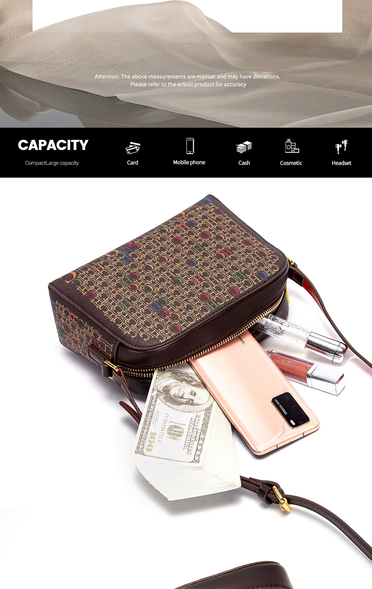 Floral Letters Printed Lock Design High Quality PU Material Designer Shoulder Bag - Image 4